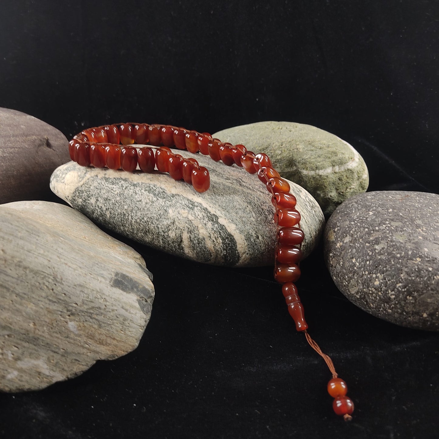 Yamni (Red) Aqeeq Stone Tasbeeh Turkish Style 12mm/33 Beads