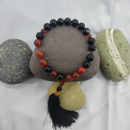 Red & Black Aqeeq Stone Tasbih 14 mm Size /21 Beads