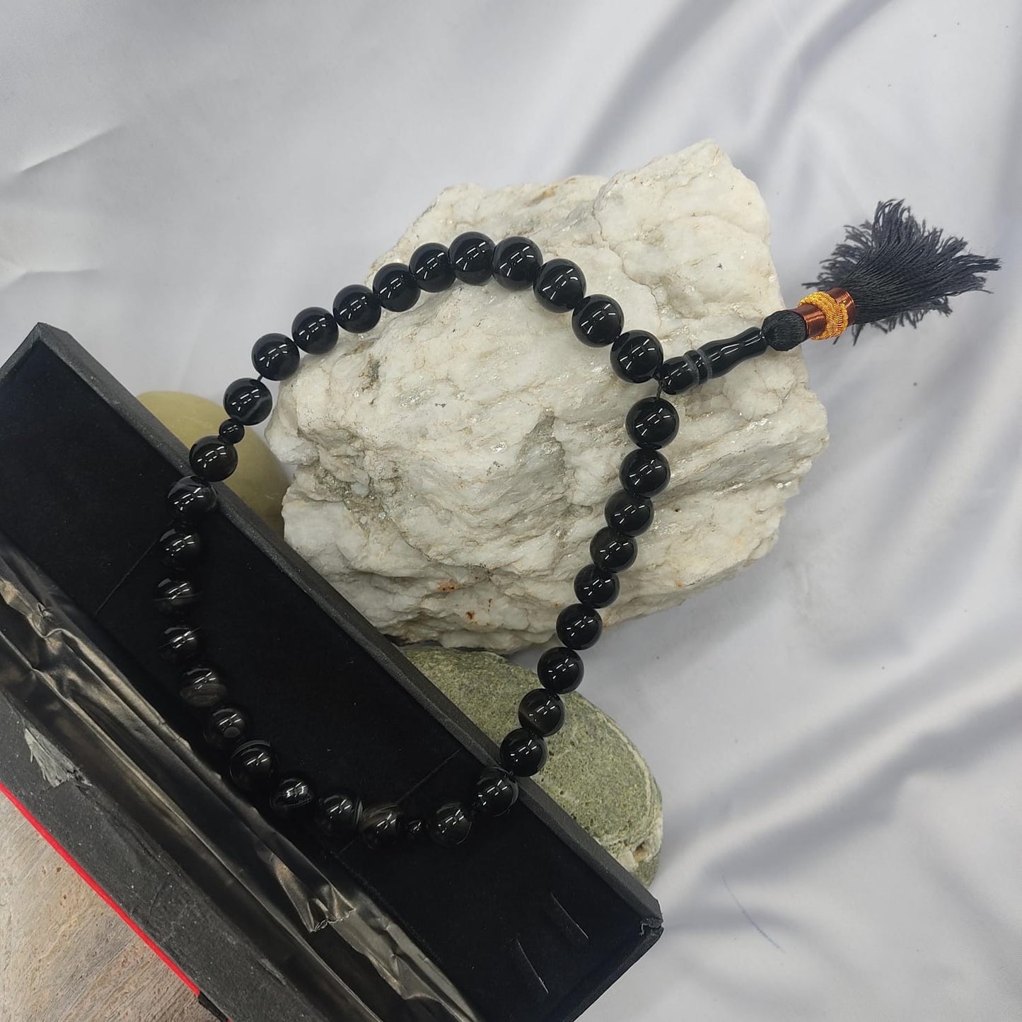 Black Aqeeq Tasbih 12mm/33 Beads