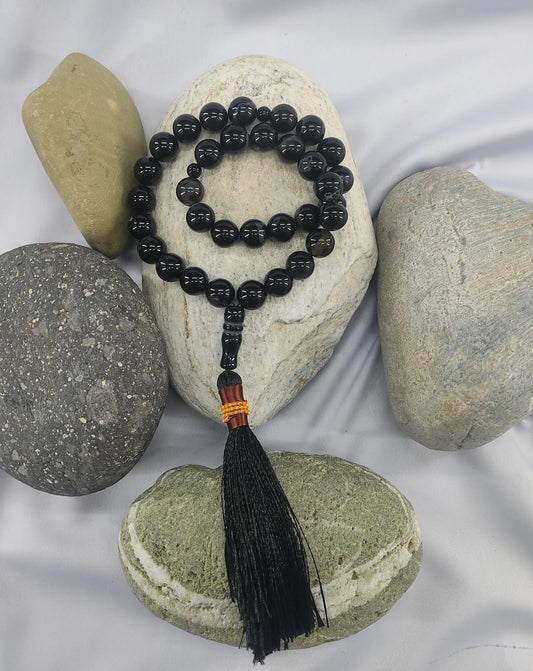 Black Aqeeq Tasbih 12mm/33 Beads