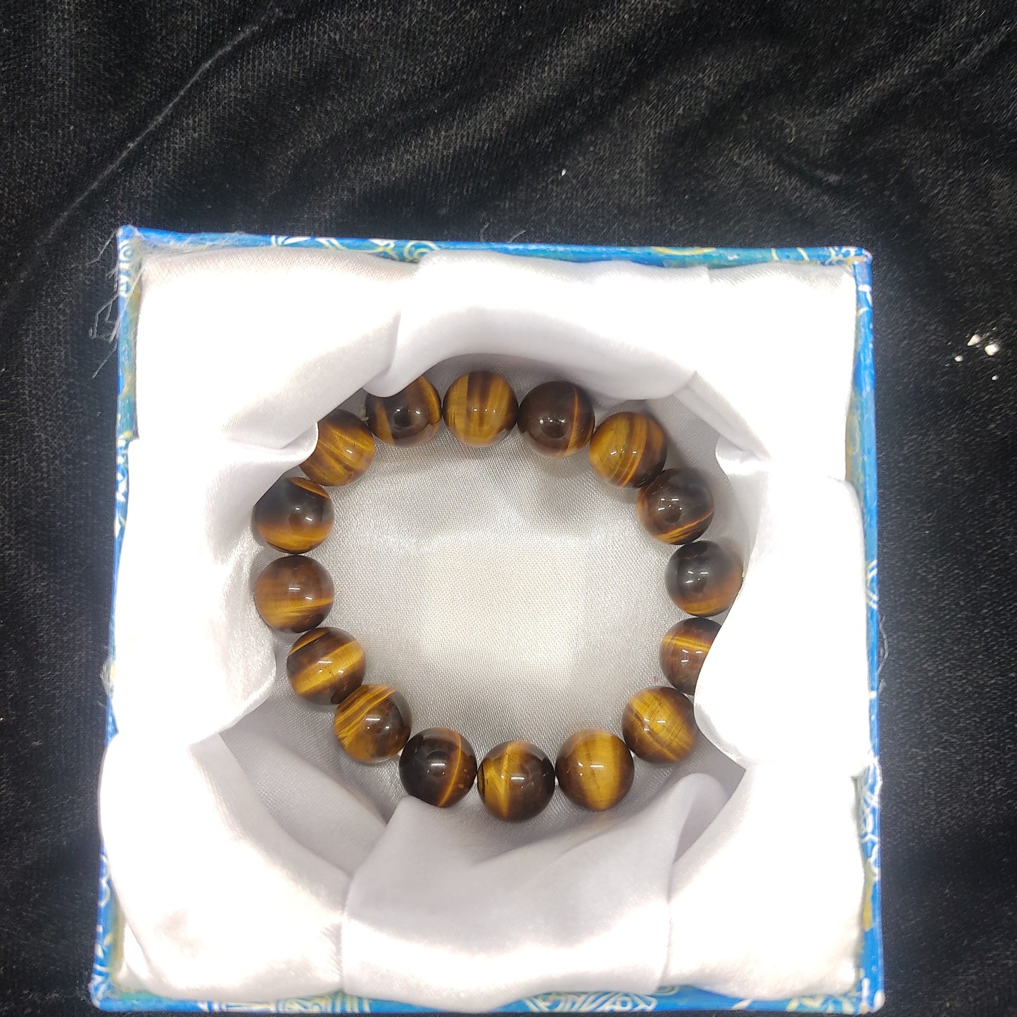 Tiger Eye Stone Bracelet , Unisex, Free Size Fit for All( 16 Beads ,12mm size) Elastic