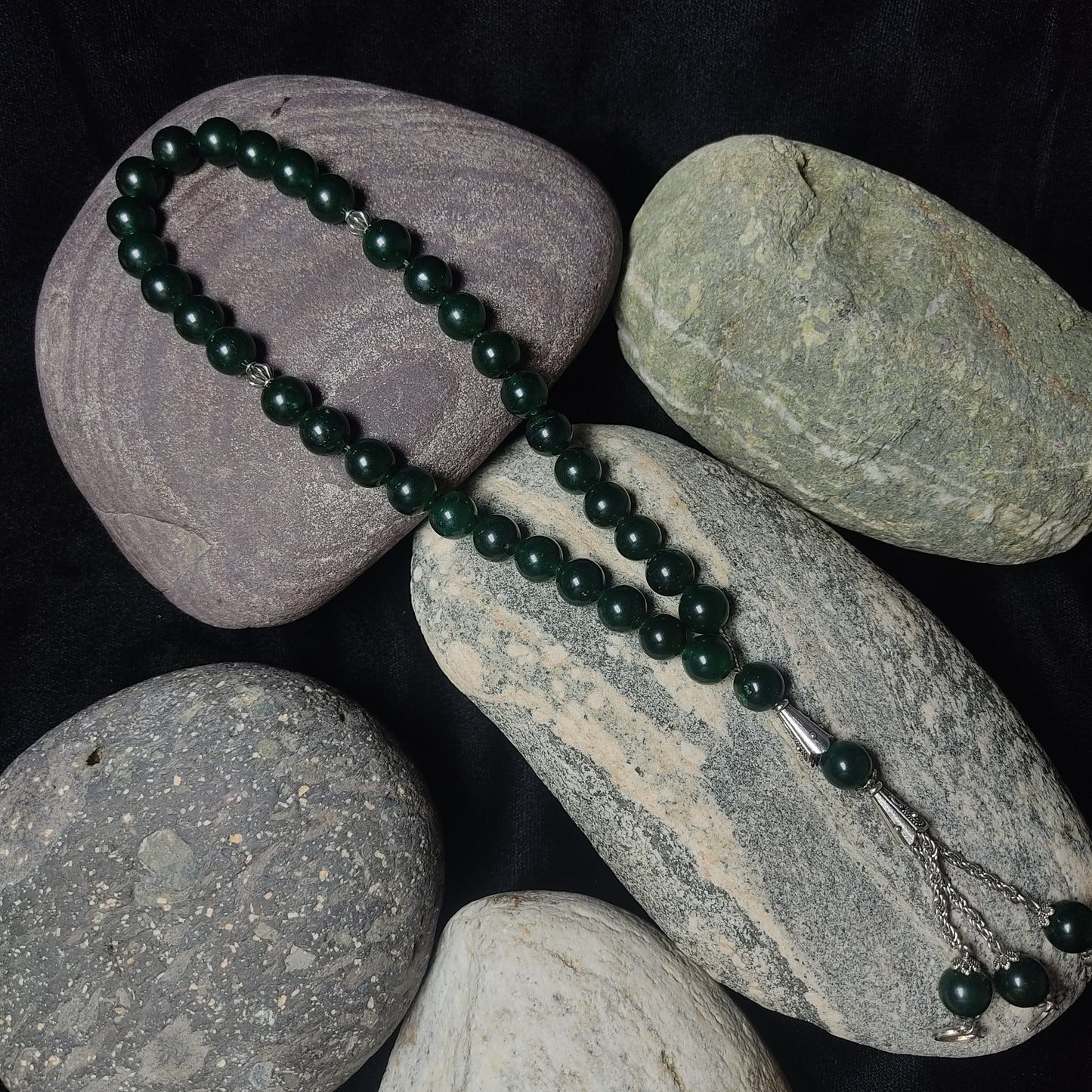 Green Aqeeq Stone Tasbeeh 10mm 33 beads