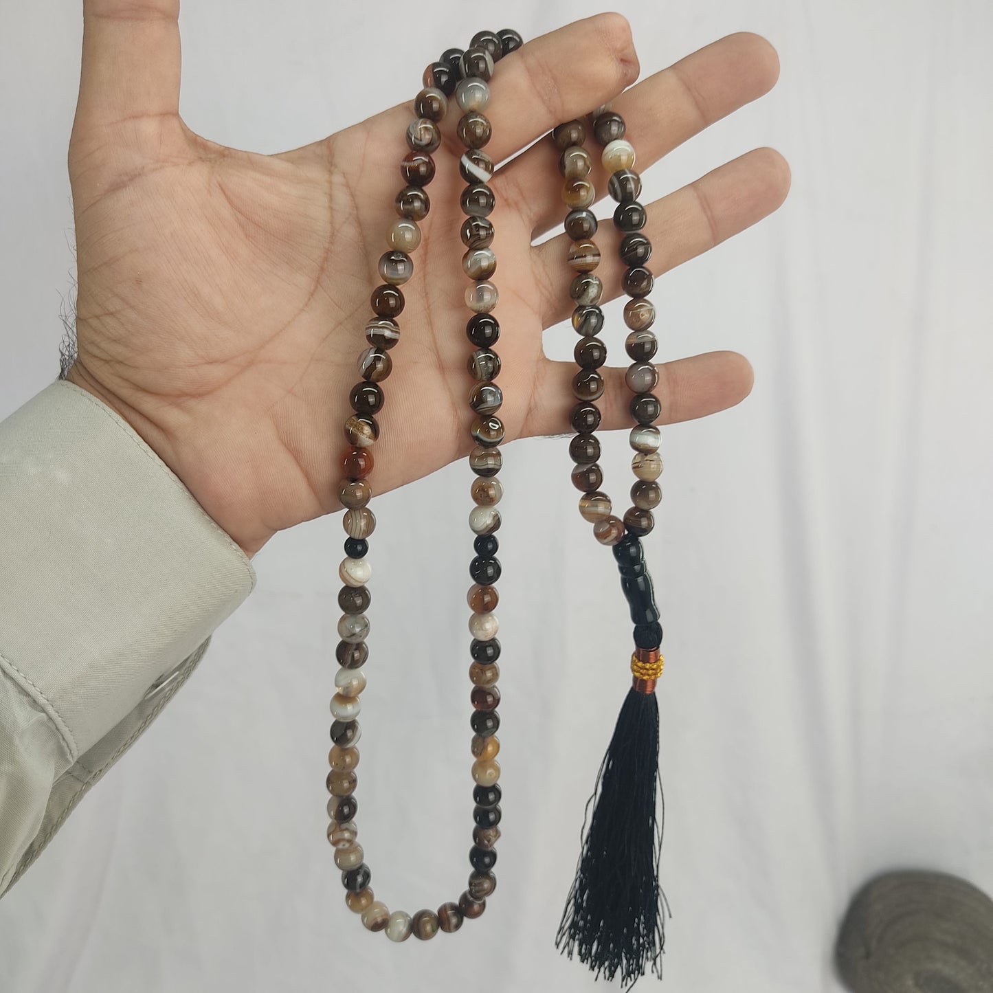 Brown Sulaimani Aqeeq Stone Tasbeeh 8mm 100 beads