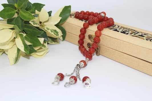 Red Aqeeq Stone Tasbih 10mm/33 Beads