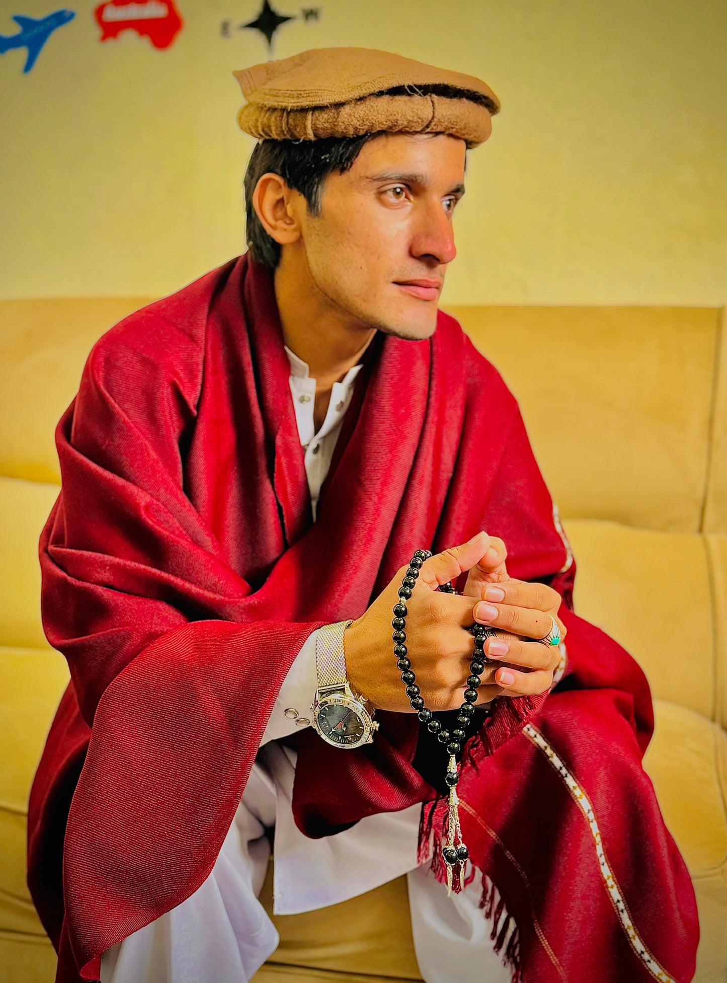 Pashmina Mahroon Swati Shawl 370gms