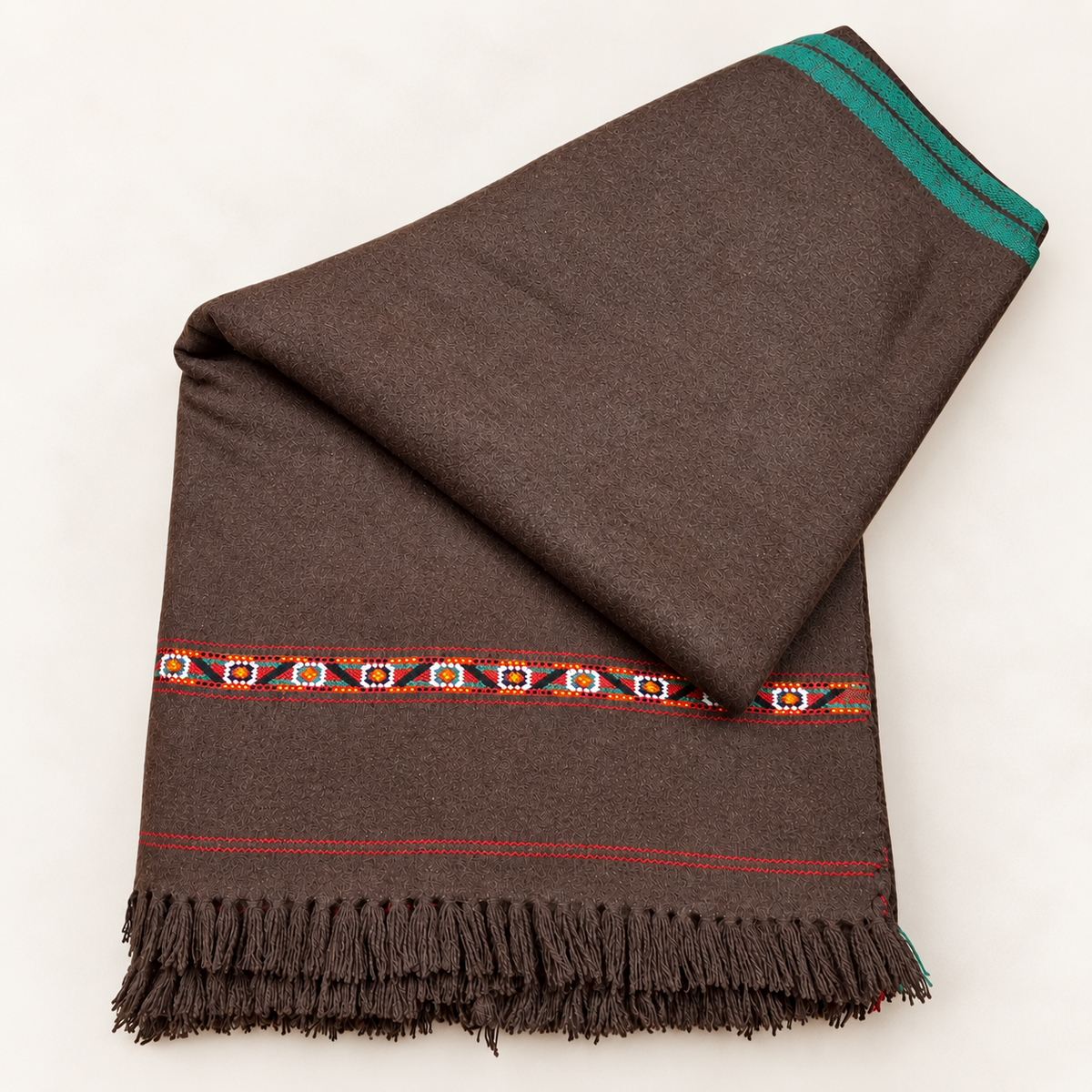 Herati - Handmade Wool Shawl, Dark Brown