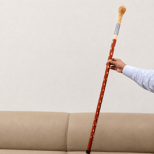 Heavy-Duty Wooden Walking Stick with Steel tube & Ergonomic Handle (Matka Handle)