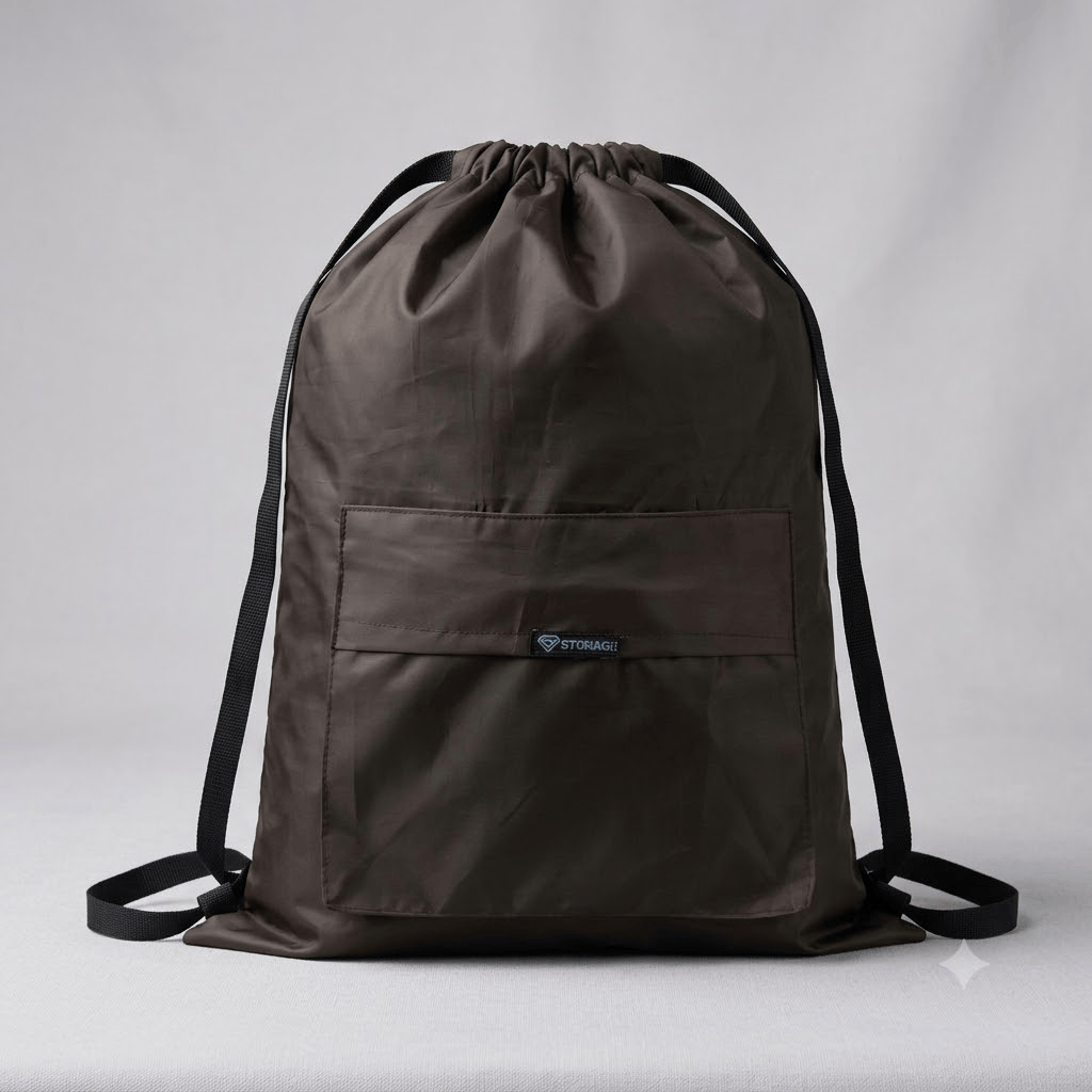 Drawstring Bag – , Waterproof, All-Purpose for Hajj Umrah College/Uni , Gym & Daily Use (Coffee Brown)