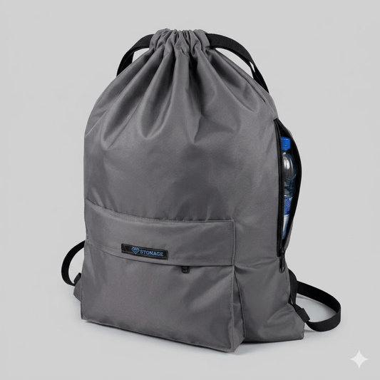 Drawstring Bag – , Waterproof, All-Purpose for Hajj Umrah College/Uni , Gym & Daily Use ( Light Grey)