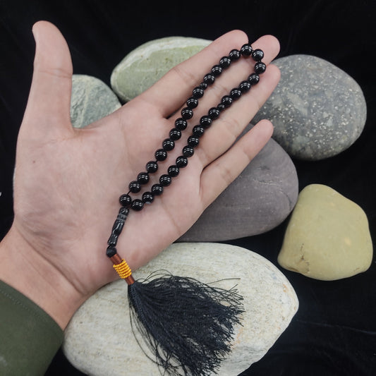 Black Aqeeq Stone Tasbih 8 mm Size / 33 Beads