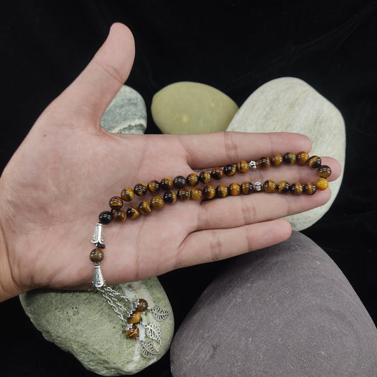 Tiger Eye Aqeeq Stone Tasbih 8mm Size / 33Beads
