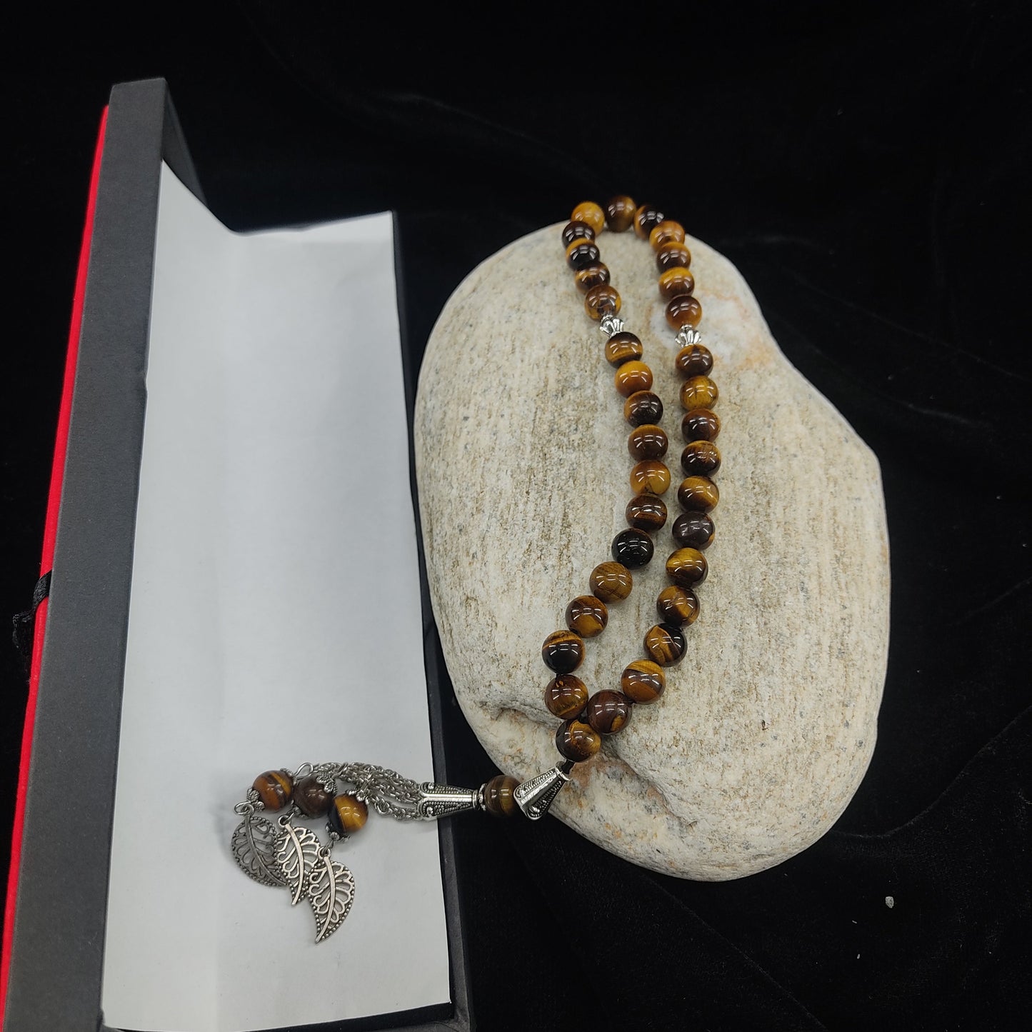 Tiger Eye Aqeeq Stone Tasbih 8mm Size / 33Beads