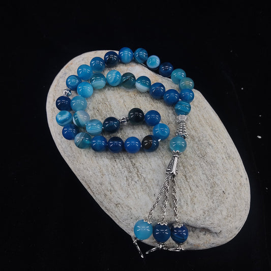 Blue Aqeeq Tasbih 10mm/33 Beads