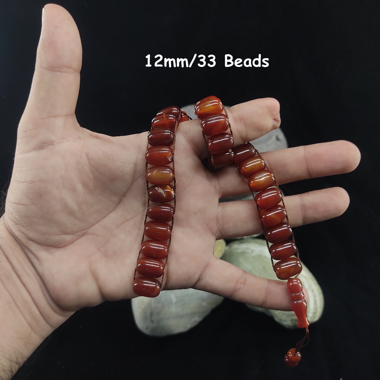 Yamni (Red) Aqeeq  Stone Tasbeeh Turkish Style  12mm/33 Beads