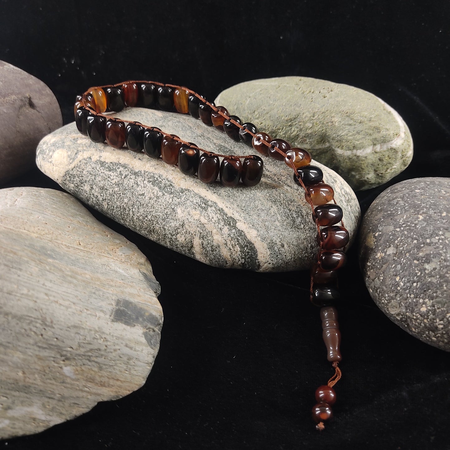 Brown Aqeeq  Stone Tasbeeh Turkish Style  12mm/33 Beads