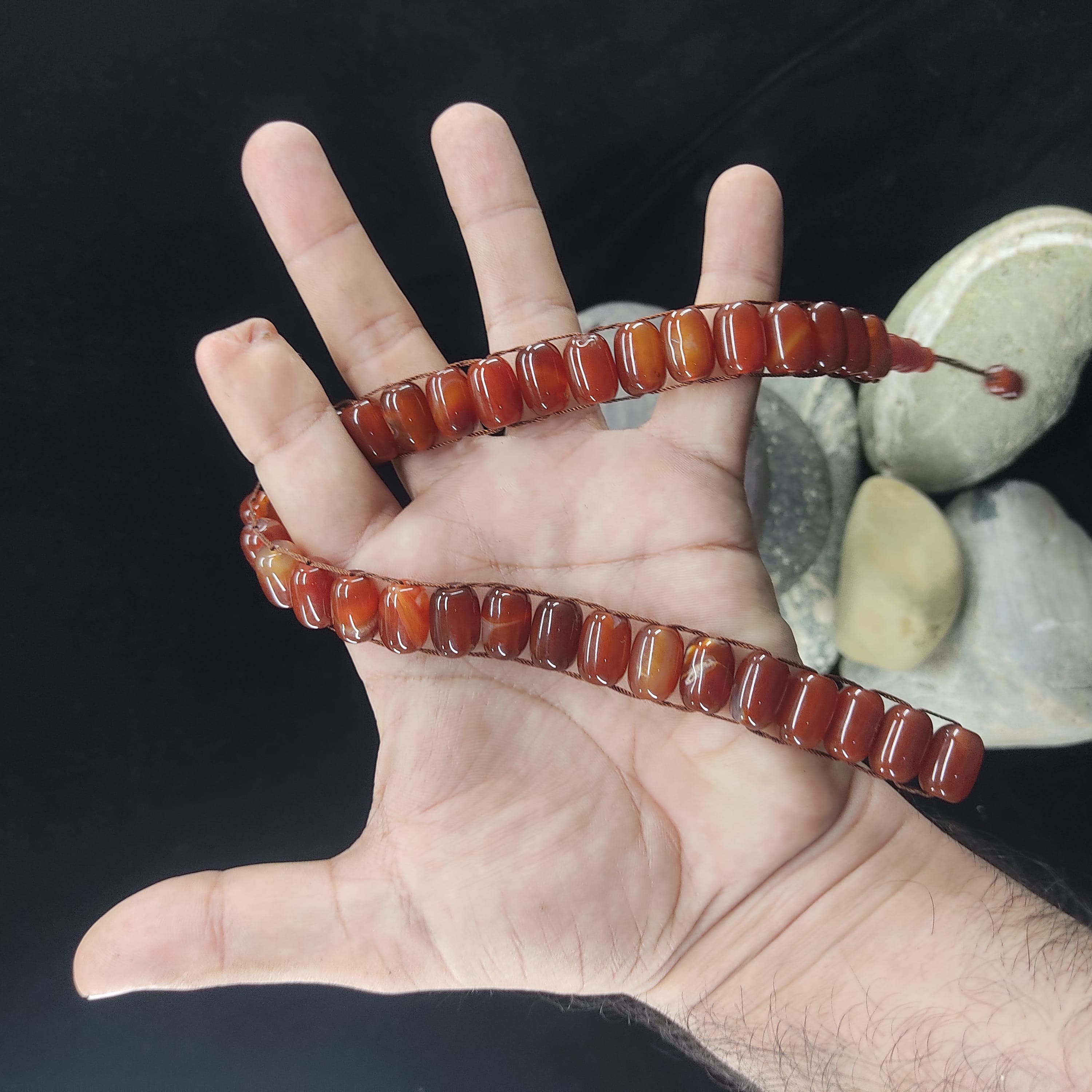 Yamni (Red) Aqeeq  Stone Tasbeeh Turkish Style  12mm/33 Beads