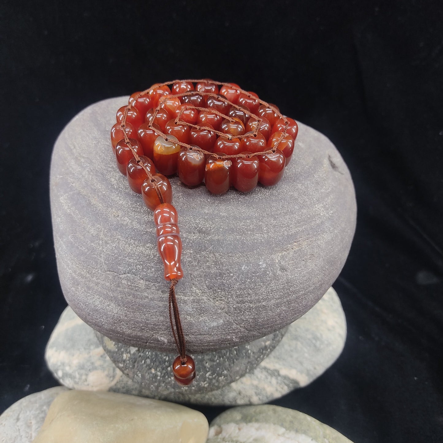 Yamni (Red) Aqeeq  Stone Tasbeeh Turkish Style  12mm/33 Beads