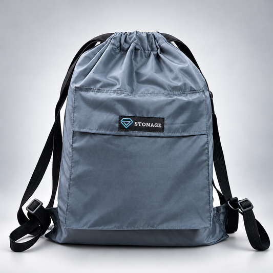 Premium Double-Lined Drawstring Bag – Adjustable, Water-Resistant, All-Purpose for Hajj Umrah, College, Gym & Daily Use , Grey Color
