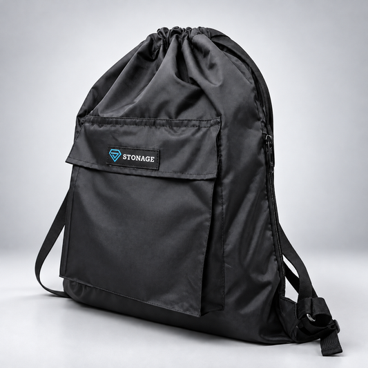 Premium Double-Lined Drawstring Bag – Adjustable, Water-Resistant, All-Purpose for Hajj Umrah, College, Gym & Daily Use , Black  Color.