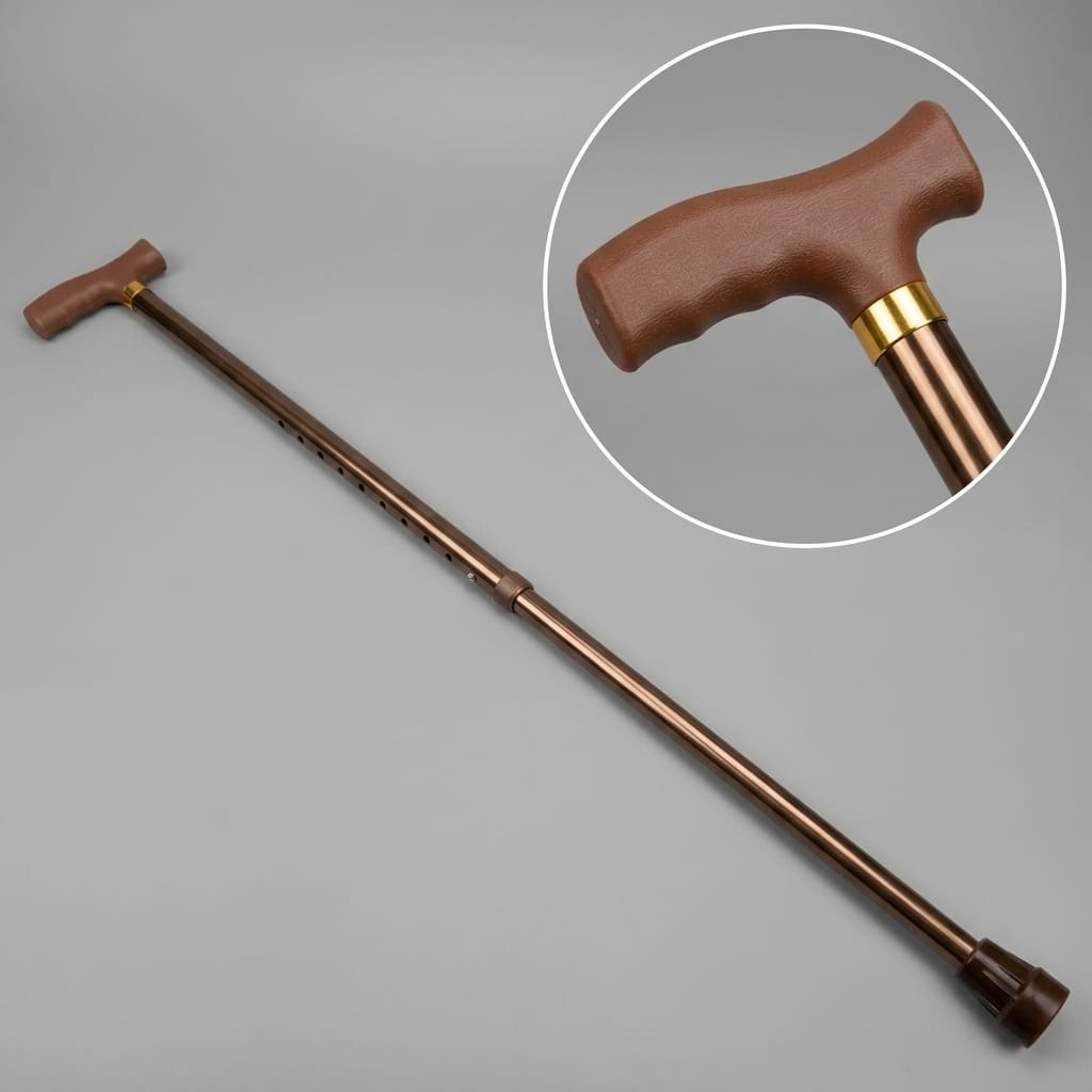Premium Adjustable Aluminium Walking Stick – Elegant Silver Color