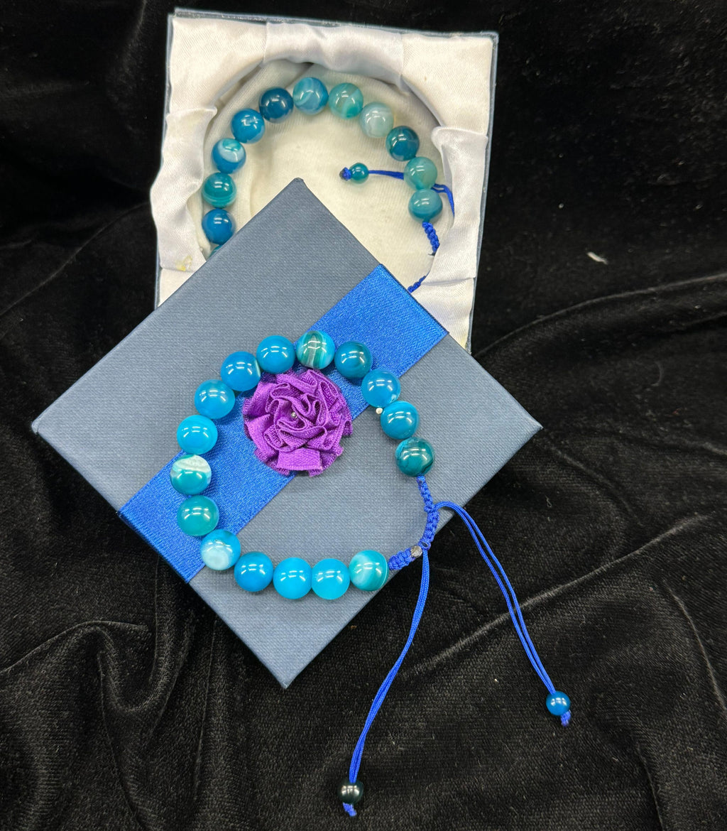 Blue Aeeq Stone Bracelet-Unisex  – Free Size Fit for All( 16 Beads ,10mm size)