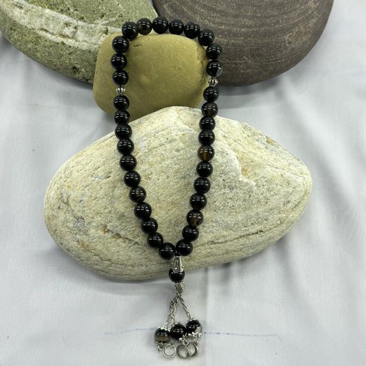 Black Aqeeq Tasbih 10mm/33 Beads.