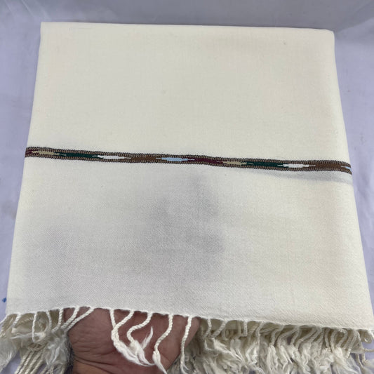 72 Count Premium Class (440 gram) Swati  Shawl Off-White,“A Touch of Tradition — Includes a Complimentary Pakool!”