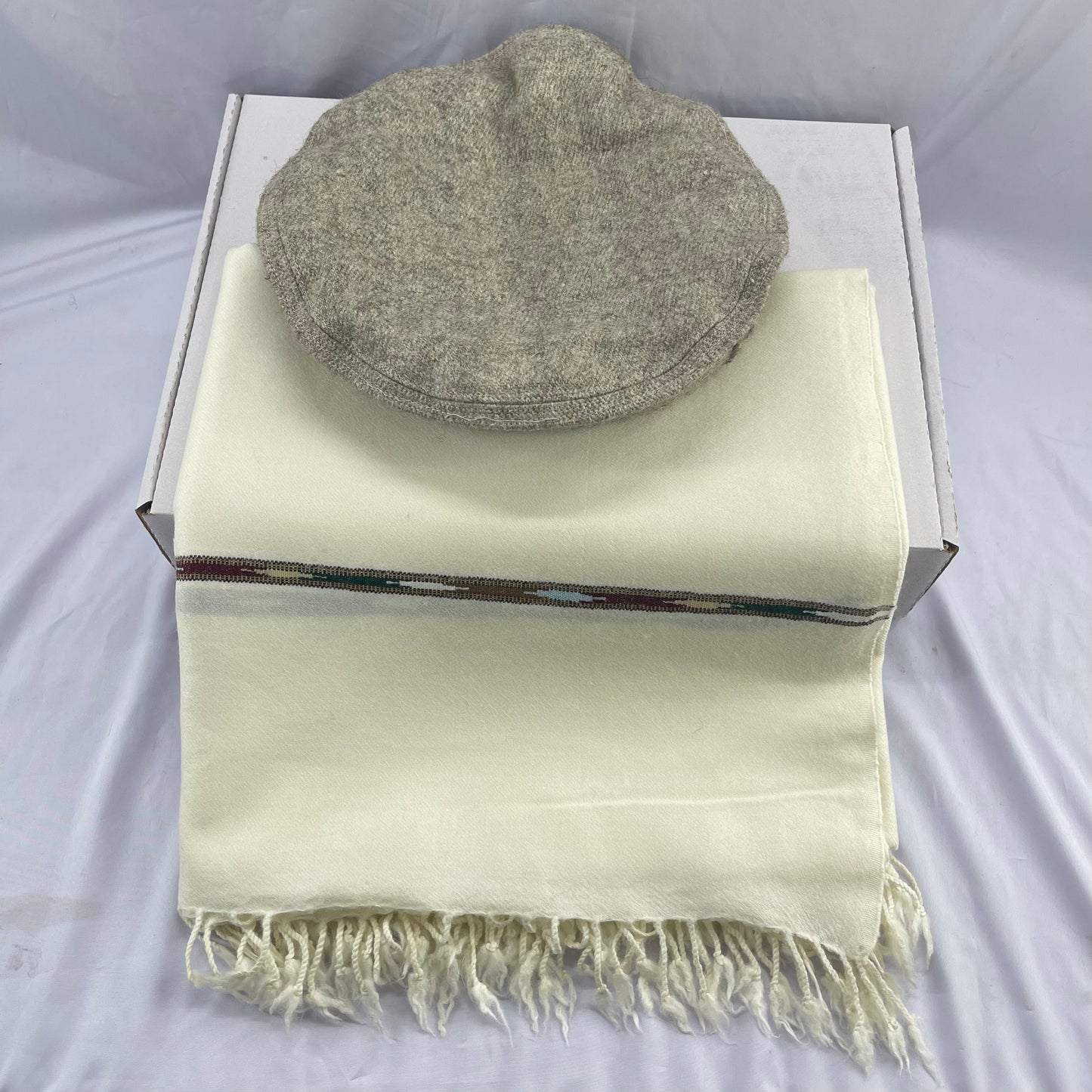 72 Count Premium Class (440 gram) Swati  Shawl Off-White,“A Touch of Tradition — Includes a Complimentary Pakool!”