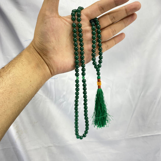 Green Aqeeq Stone  Tasbeeh 8mm 100 beads