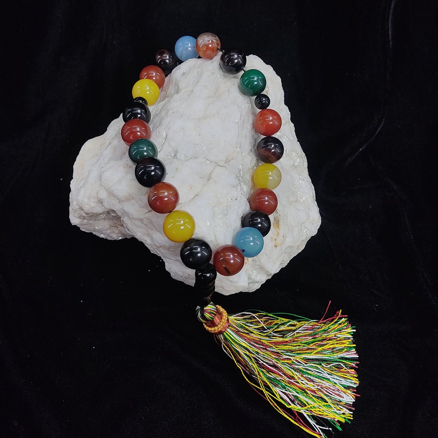 Multi Color Aqeeq Stone Tasbih 14 mm Size /21 Beads