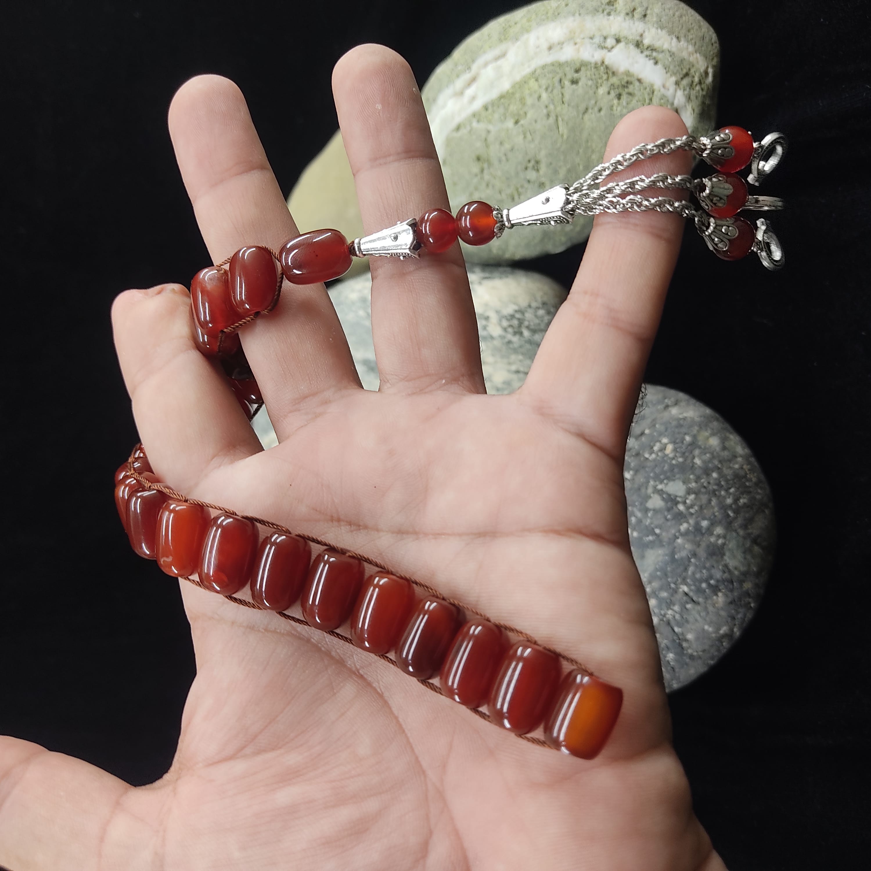 Yamni Aqeeq  Stone Tasbeeh Turkish Style  12mm/21 Beads