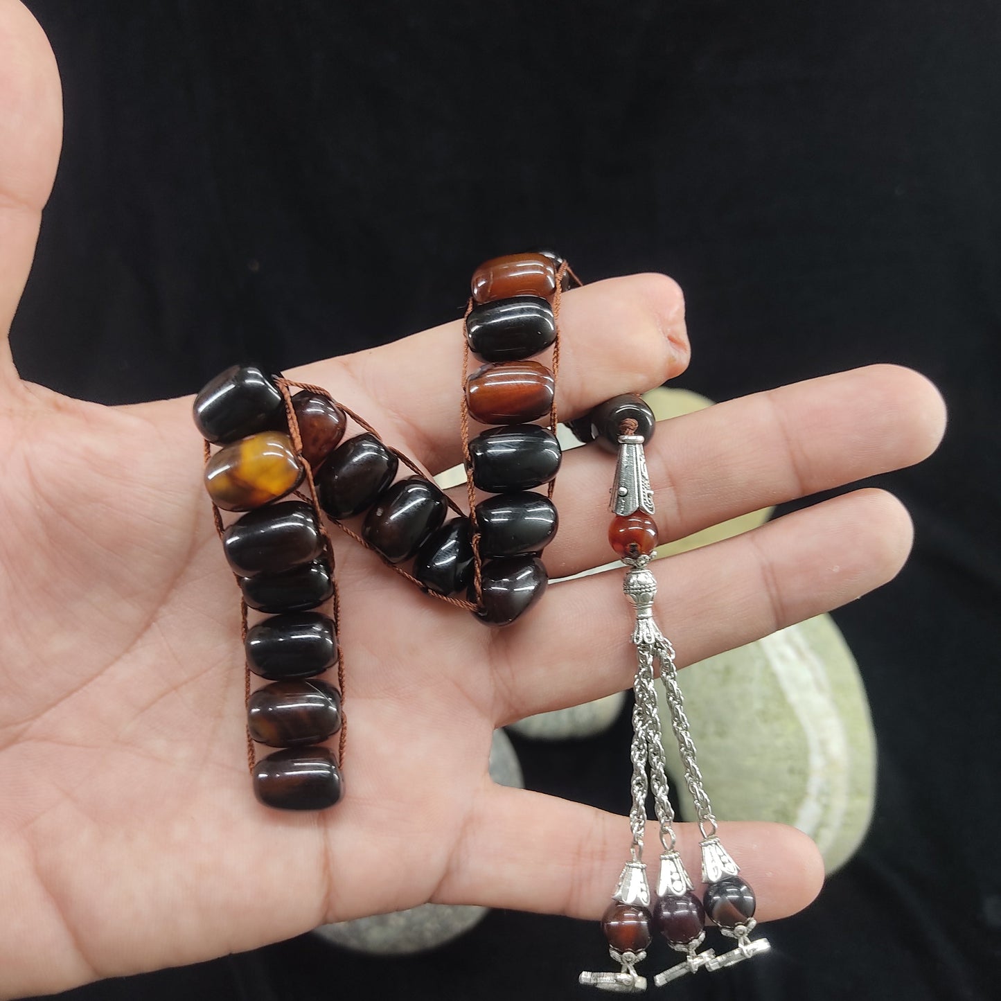 Brown Aqeeq  Stone Tasbeeh Turkish Style  12mm/21 Beads