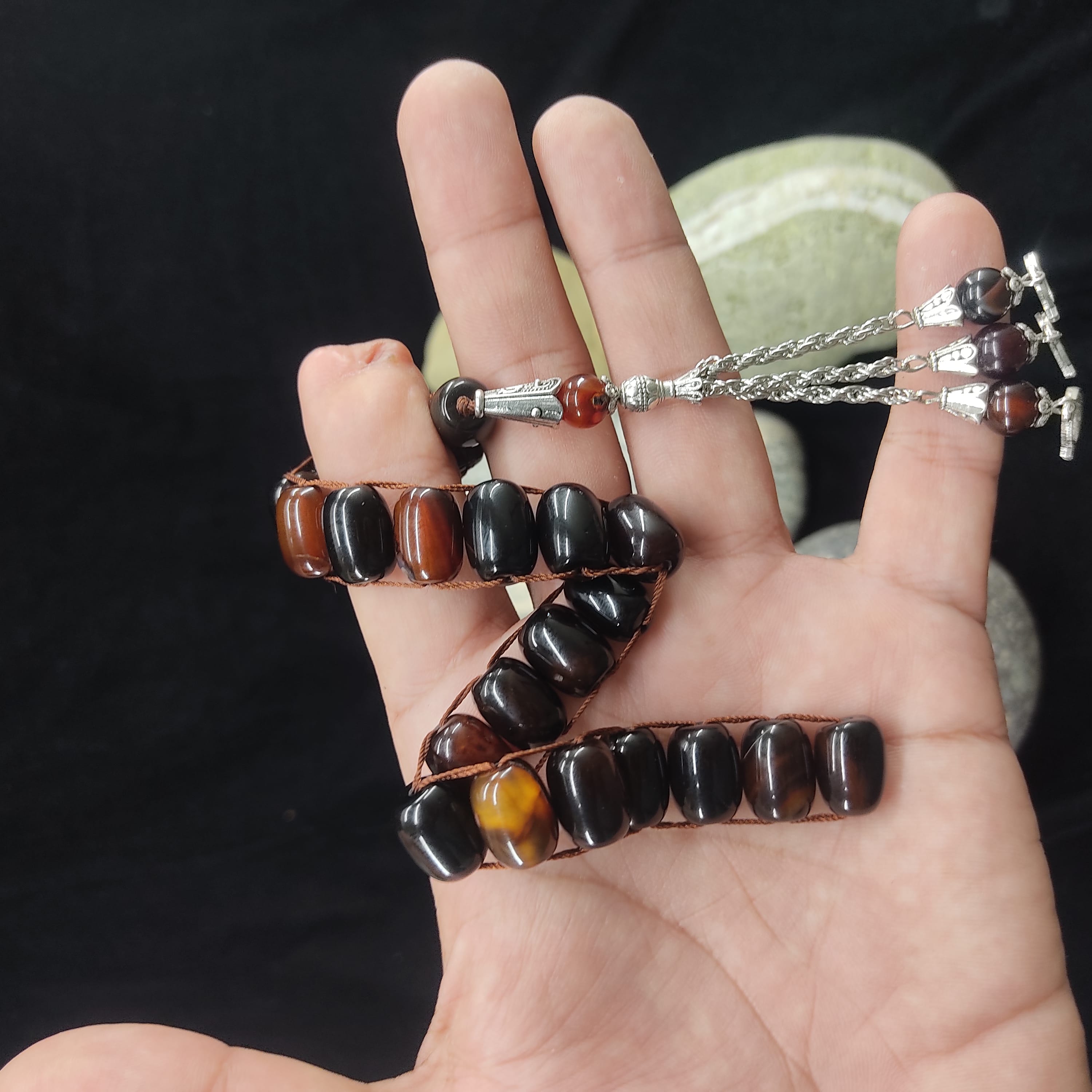 Brown Aqeeq  Stone Tasbeeh Turkish Style  12mm/21 Beads