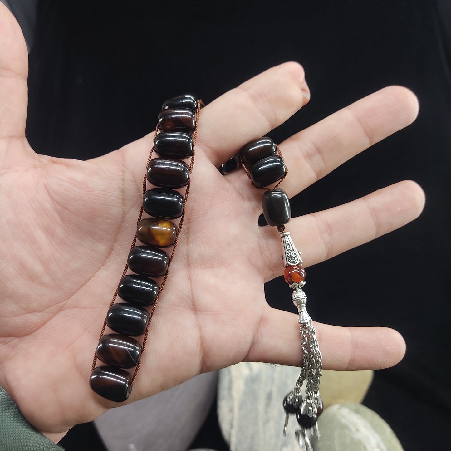 Brown Aqeeq  Stone Tasbeeh Turkish Style  12mm/21 Beads