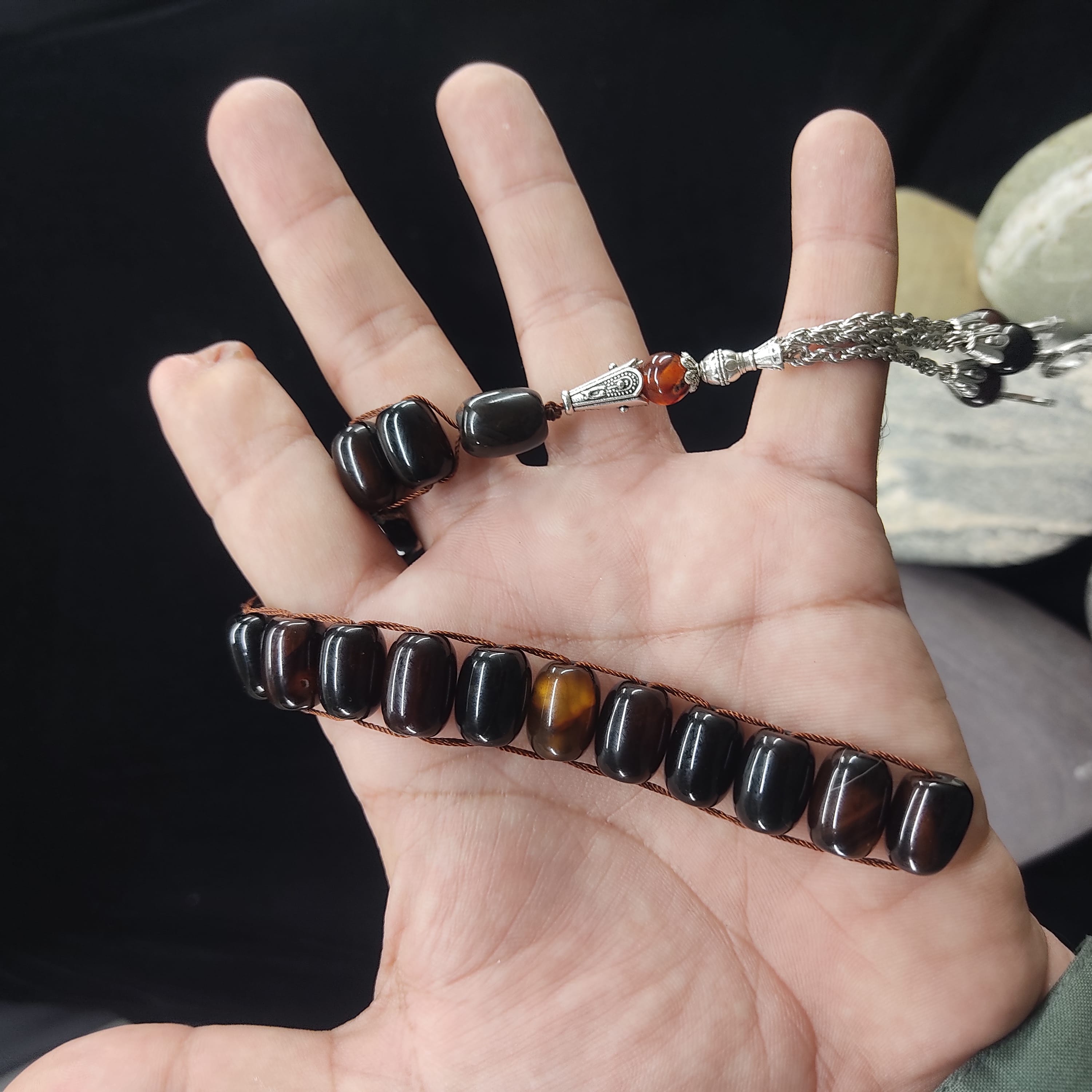 Brown Aqeeq  Stone Tasbeeh Turkish Style  12mm/21 Beads