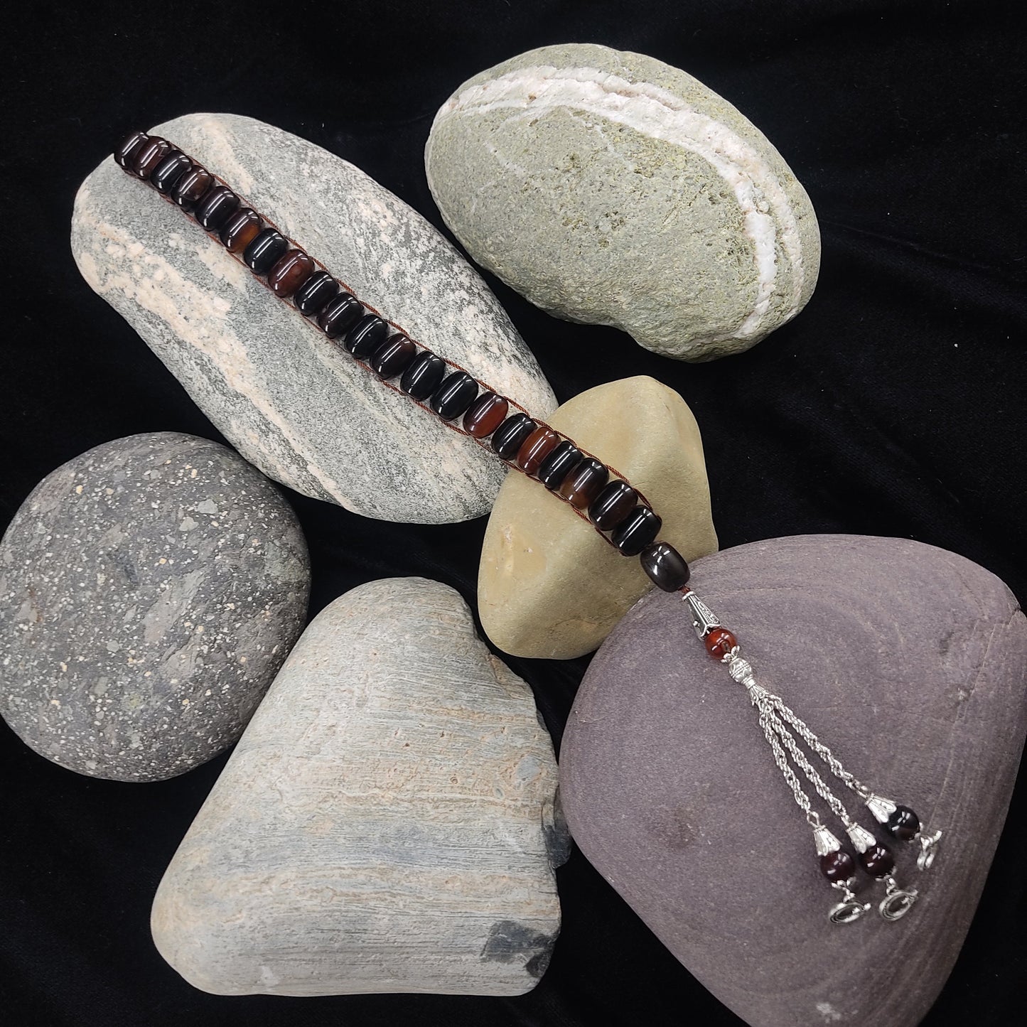 Brown Aqeeq  Stone Tasbeeh Turkish Style  12mm/21 Beads