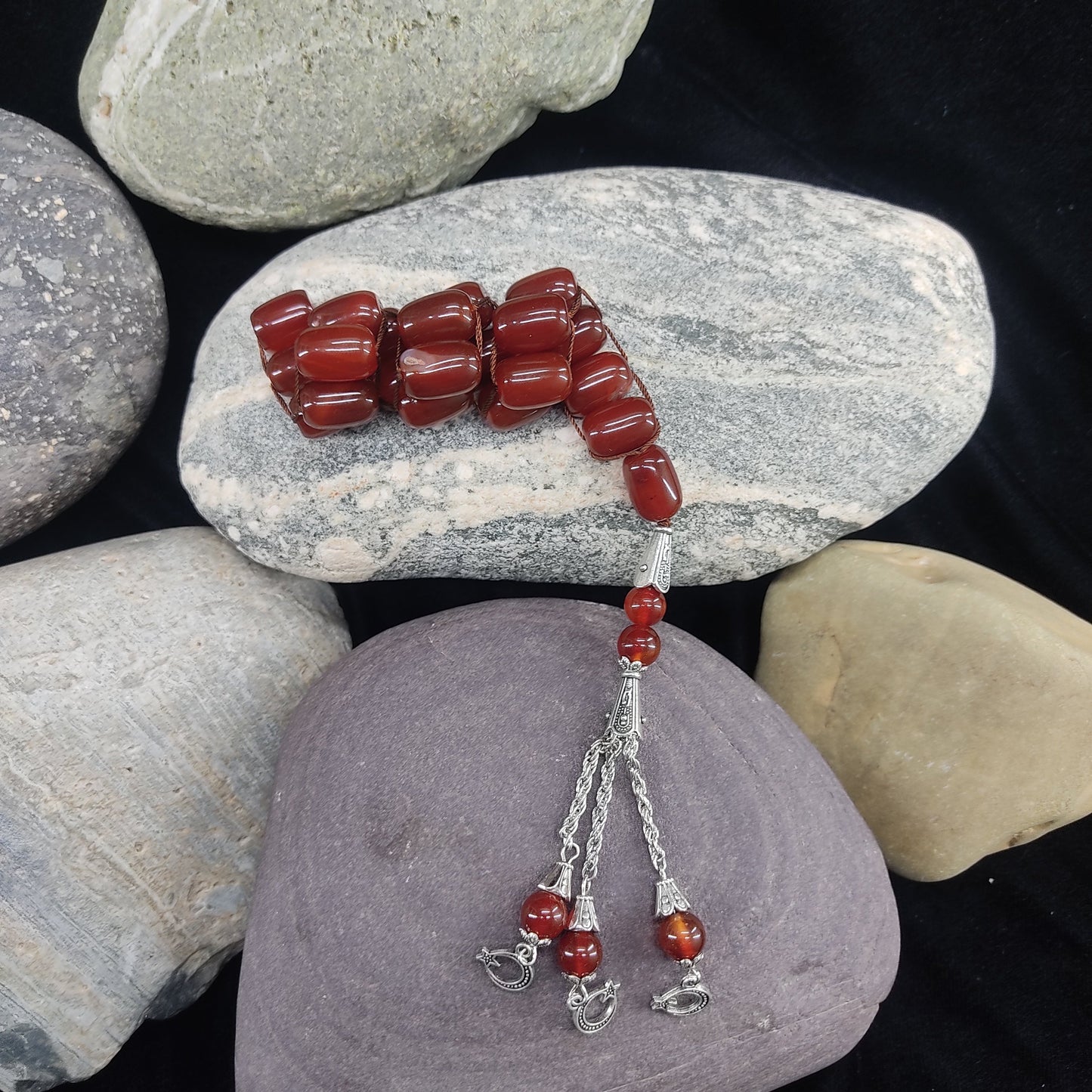 Yamni Aqeeq  Stone Tasbeeh Turkish Style  12mm/21 Beads