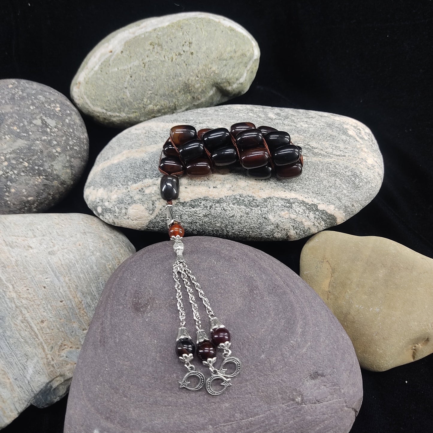 Brown Aqeeq  Stone Tasbeeh Turkish Style  12mm/21 Beads