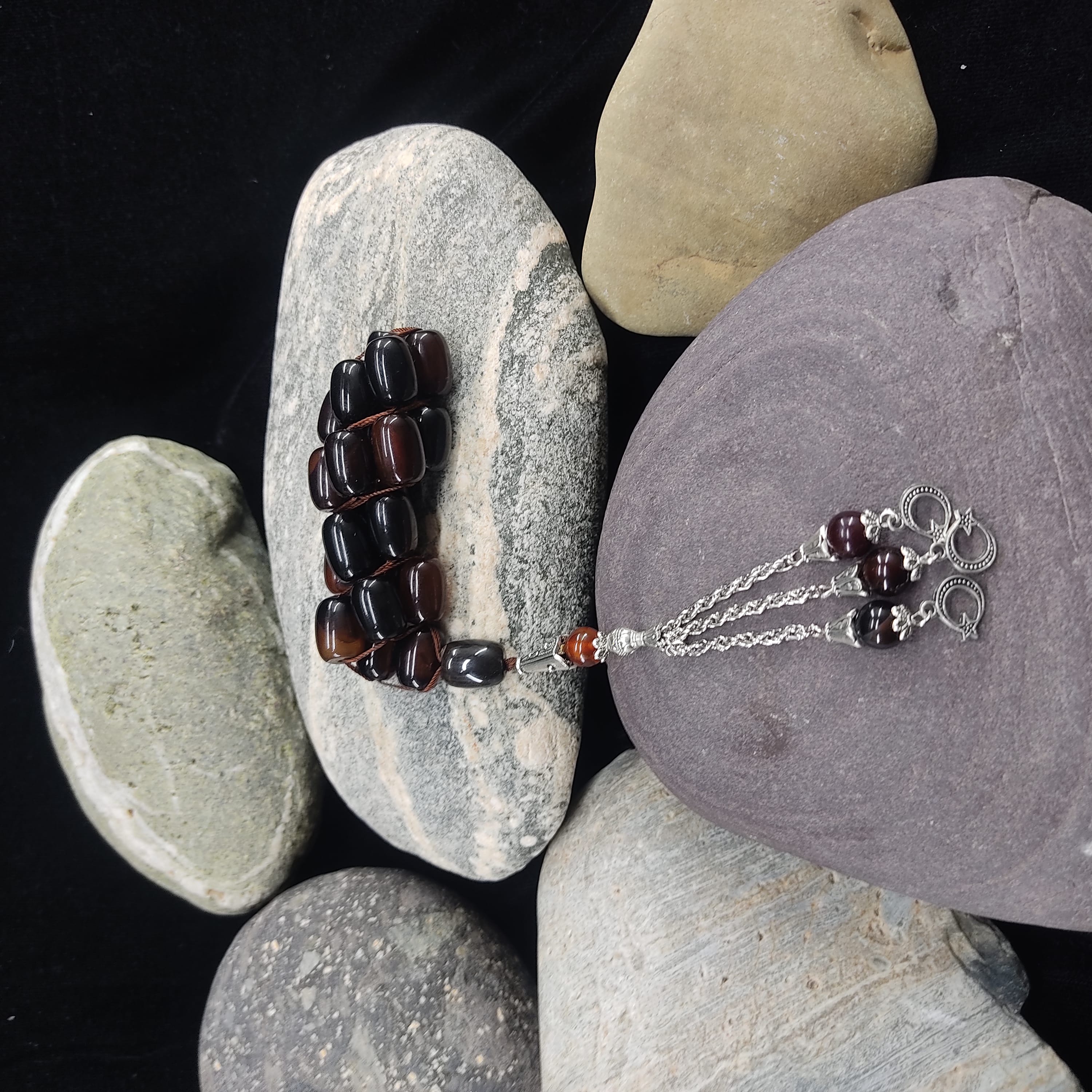 Brown Aqeeq  Stone Tasbeeh Turkish Style  12mm/21 Beads