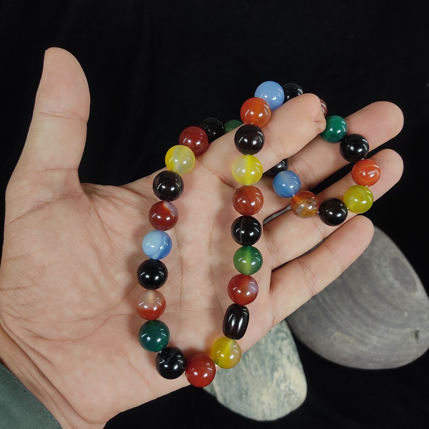 Multi Color  Aqeeq Tasbeeh Bracelet 12mm / 33 beads