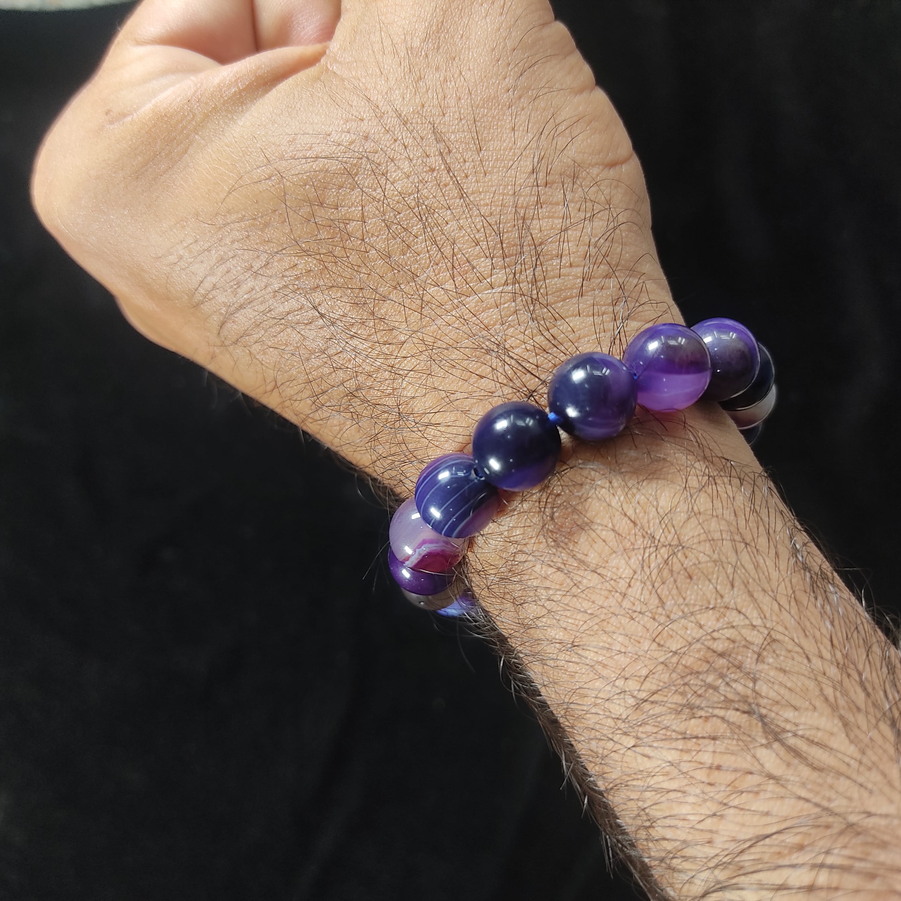 Amethyst  Bracelet  – Free Size Fit for All( 16 Beads ,10mm size) Elastic