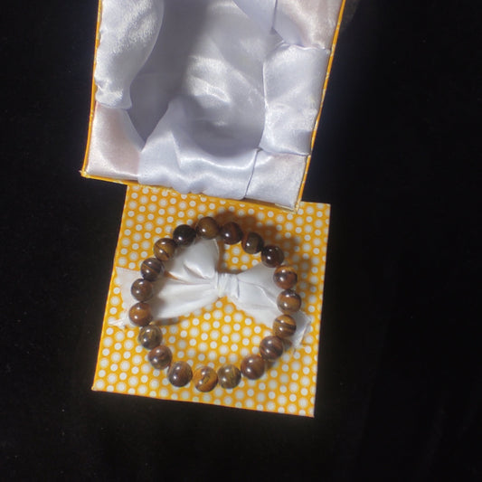 Tiger Eye Bracelet  – Free Size Fit for All( 16 Beads ,10mm size) Elastic