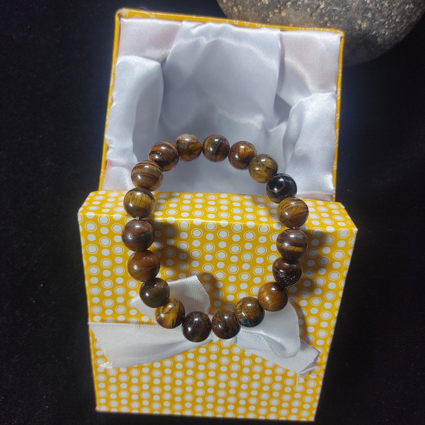 Tiger Eye Bracelet  – Free Size Fit for All( 16 Beads ,10mm size) Elastic