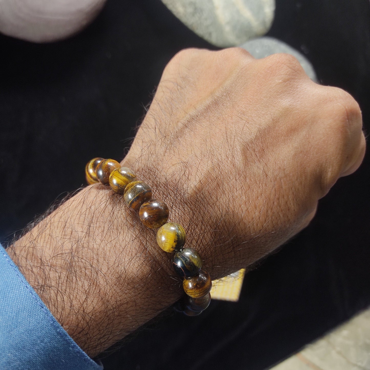 Tiger Eye Bracelet  – Free Size Fit for All( 16 Beads ,10mm size) Elastic