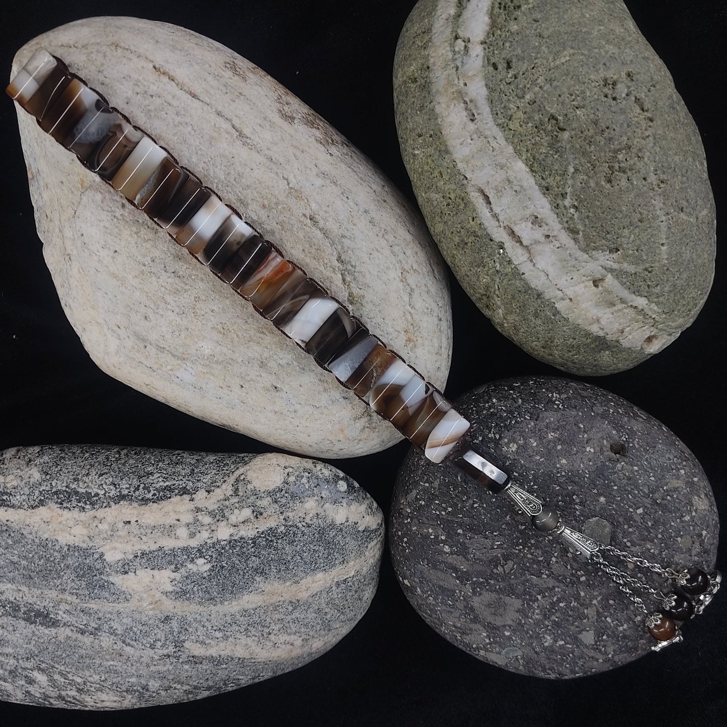 Caramel , Whitish Agate Tasbeeh Turkish Style  12mm/21 Beads