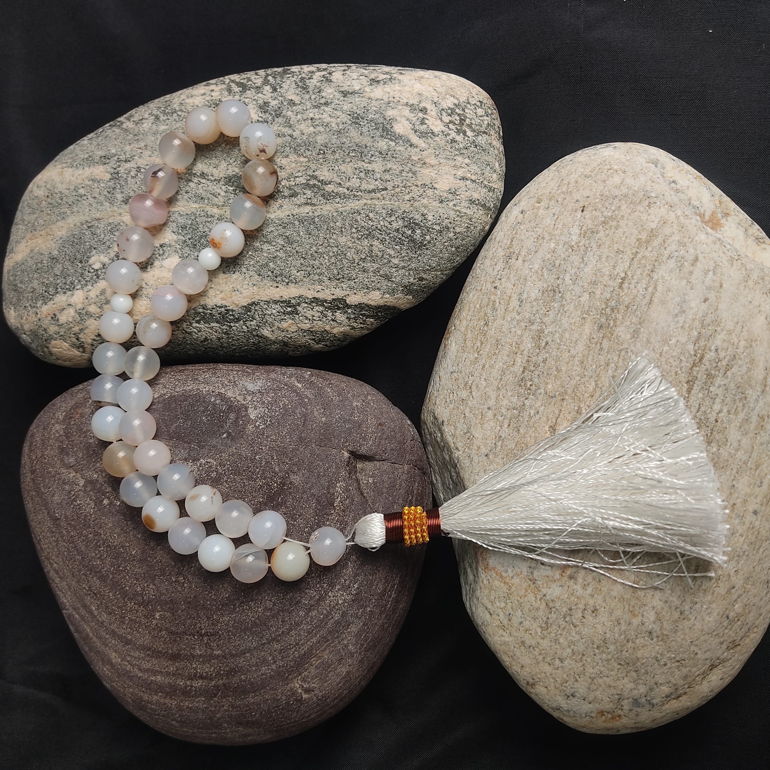 White Aqeeq Stone Tasbeeh Collection.