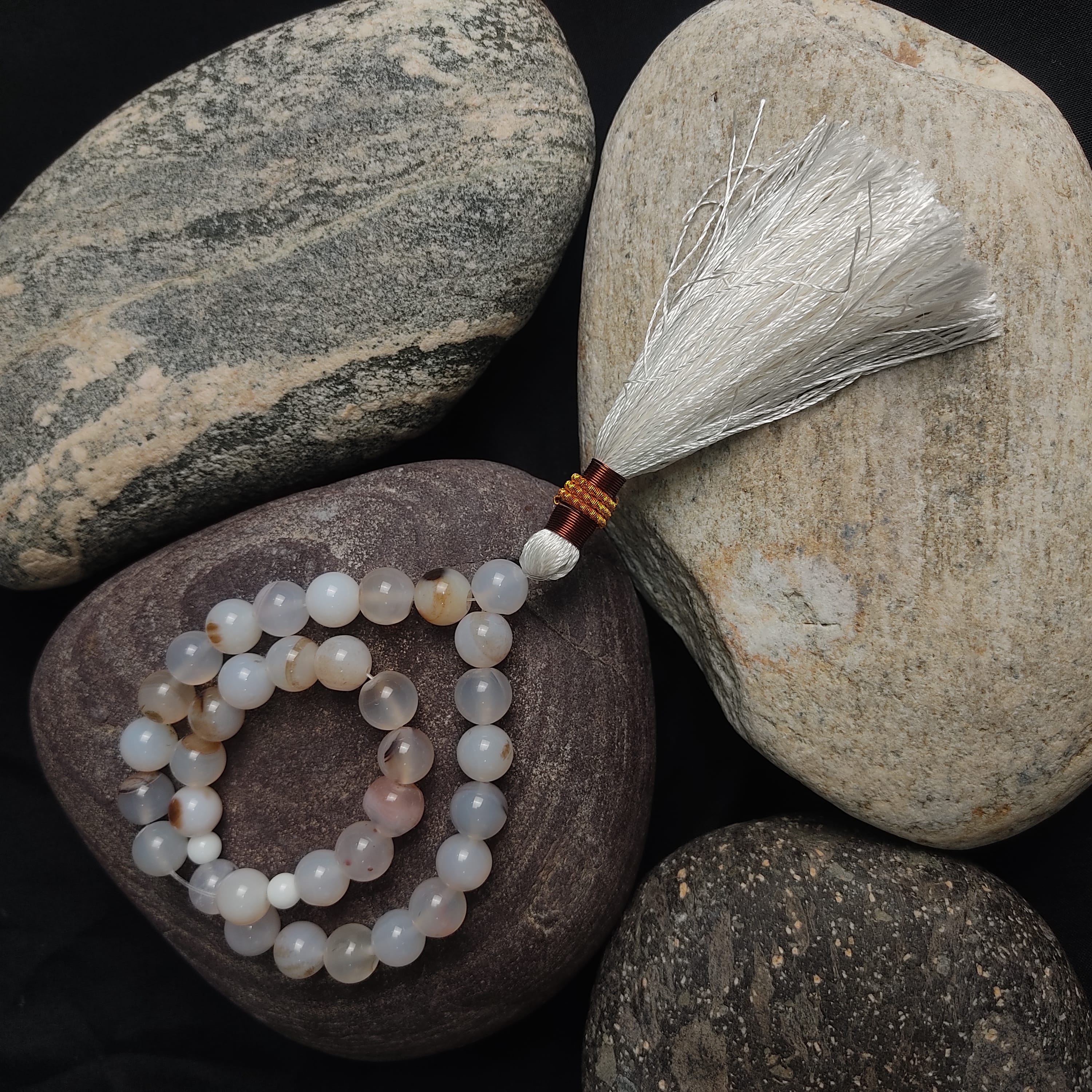White Aqeeq Stone Tasbeeh Collection.