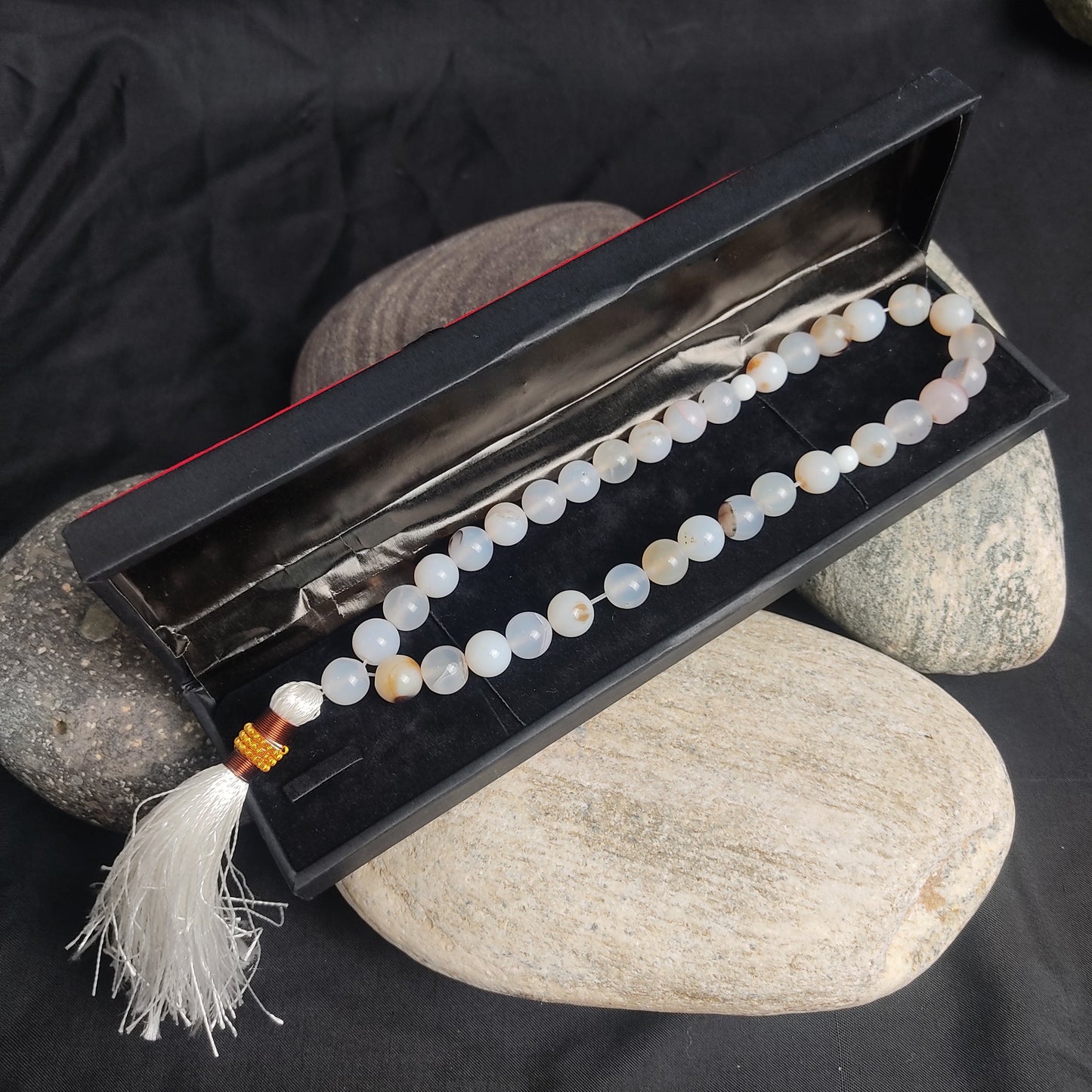 White Aqeeq Stone Tasbeeh Collection.