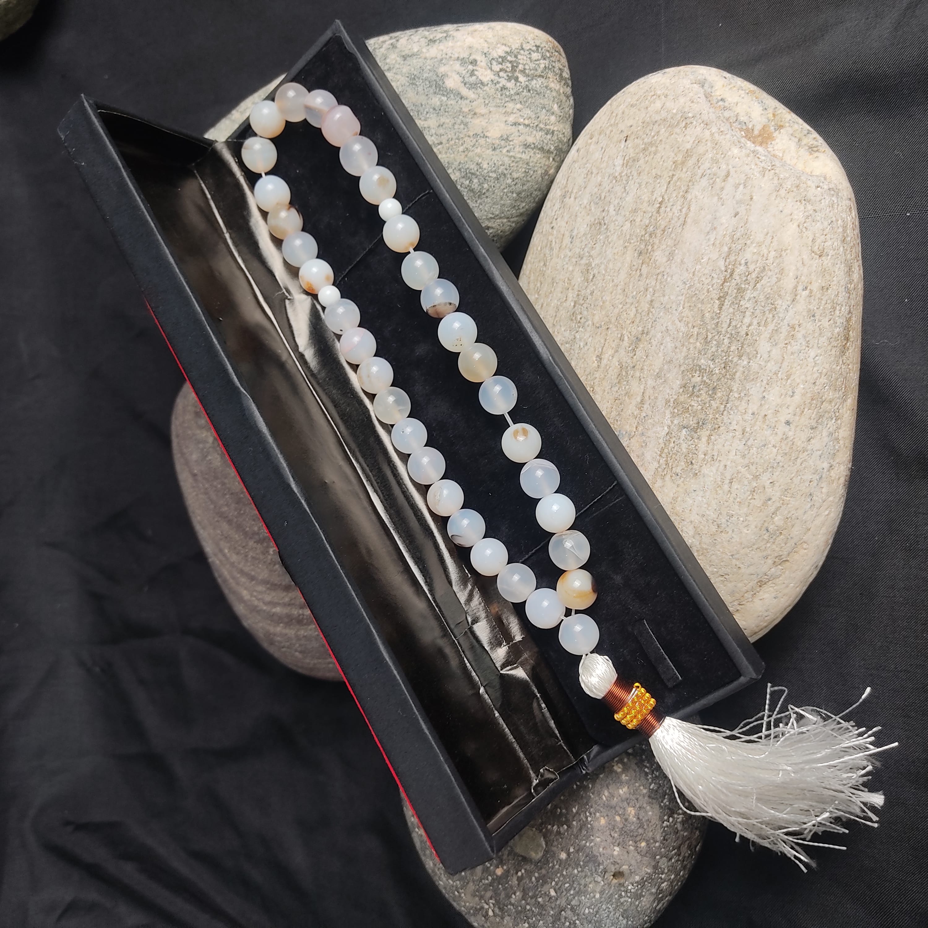 White Aqeeq Stone Tasbeeh Collection.