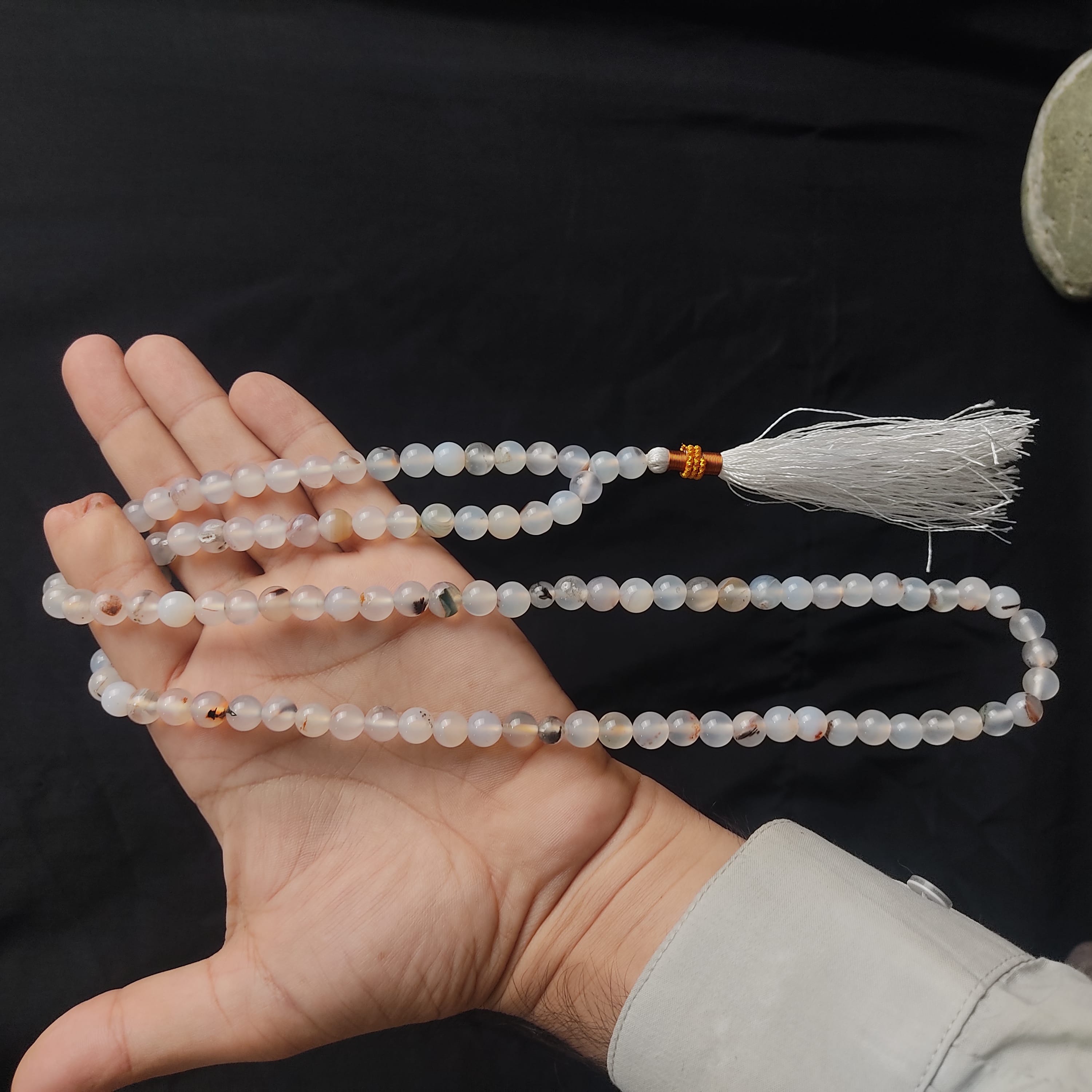 White Aqeeq Stone Tasbeeh Collection.